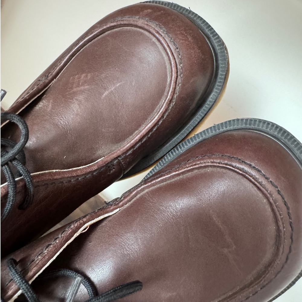 Vintage Dr. Martens UK sz4 Chunky Brown Lace Up Platform Loafer Made In England - Picture 13 of 14